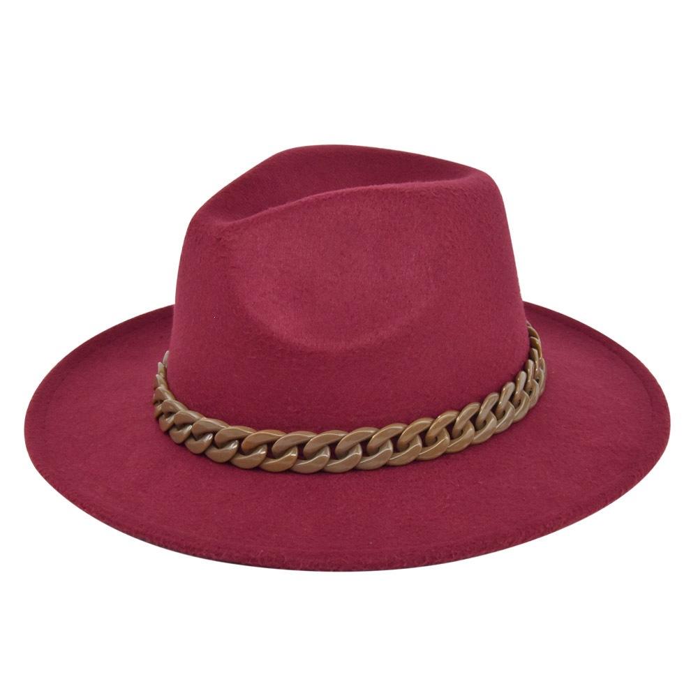 British retro jazz hat easiest for match chain hat women's large brim woolen hat felt hat imitation sheep hat flat brim hat no