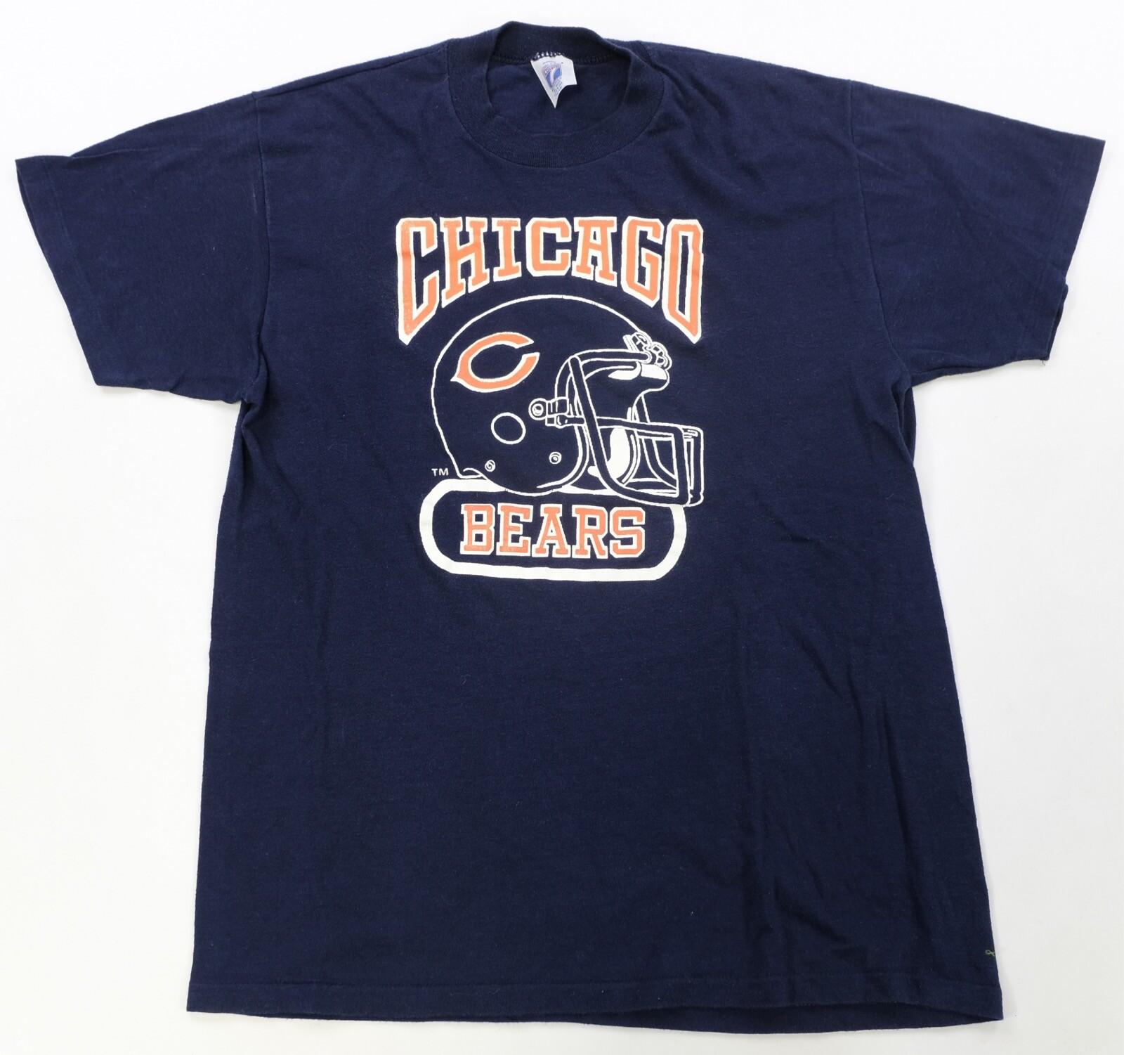 Vintage LOGO 7 Chicago Bears NFL Football Helmet Graphic T Shirt 80s 90s L S