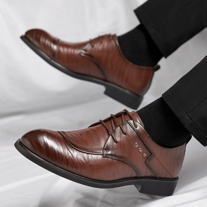 Autumn Business Formal Leather Shoes For All Seasons Men British Style Korean Style Pointed Toe Lace-up Leather Shoes Size 37-44