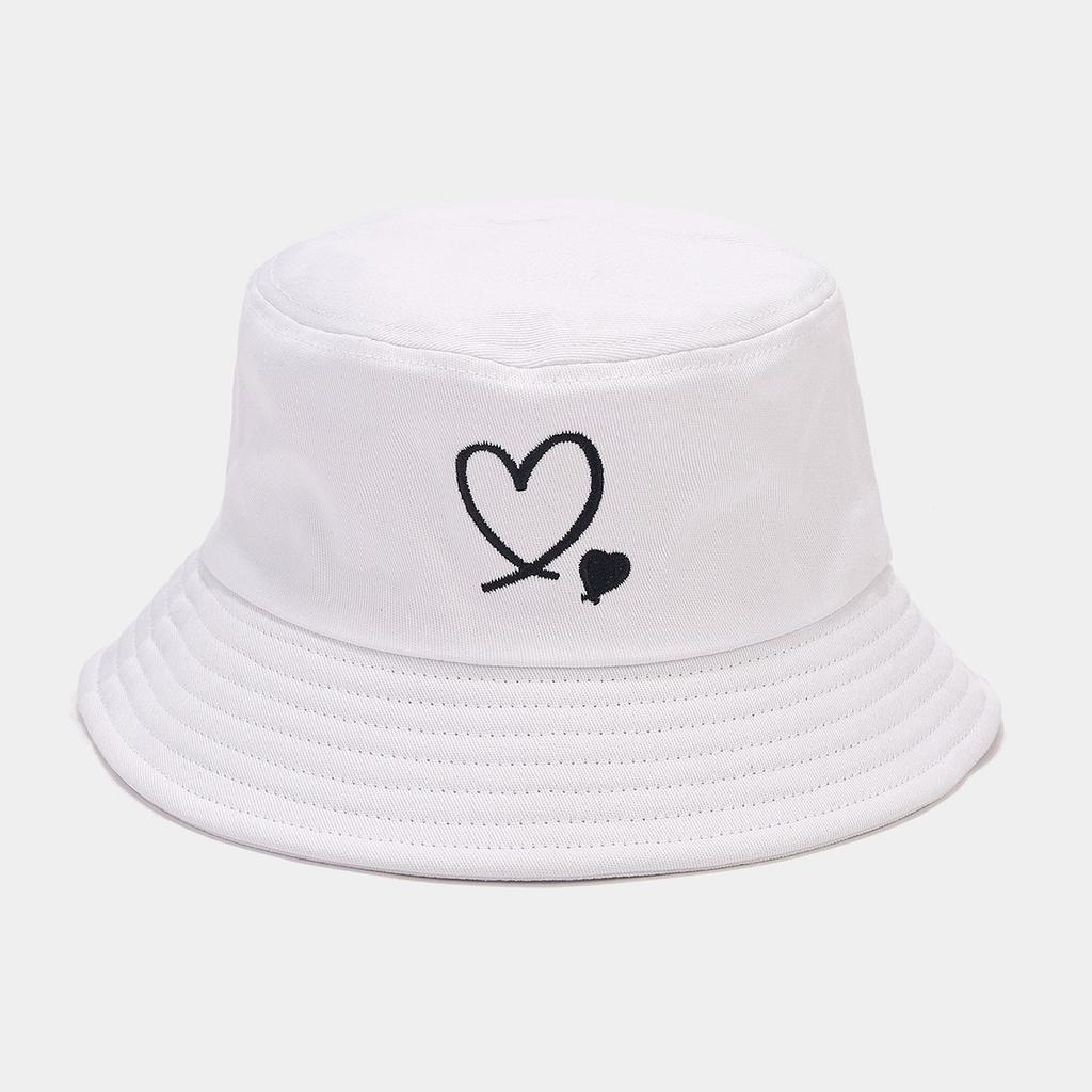Unisex Cotton Fashion Basin Hat Outdoor Casual Beach Travel Sun Bucket Hats Simple Love Embroidery Fisherman Caps