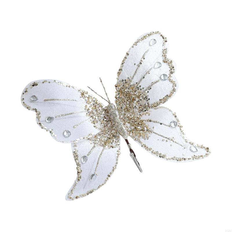 Foam Cloth Butterfly Ornament 25Cm Glittering Wing Christmas Tree Hanging Decoration For Fireplaces Doorway Display