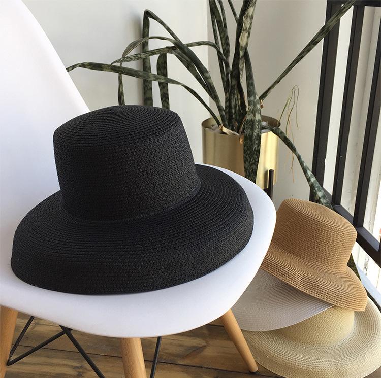 Summer Hepburn style retro sun hat women's vacation sun protection beach hat fashion versatile sun hat big brim straw hat
