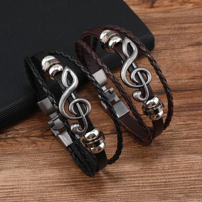 Brățară la Modă cu Note Muzicale Stratificate, Design Unisex pentru Cupluri