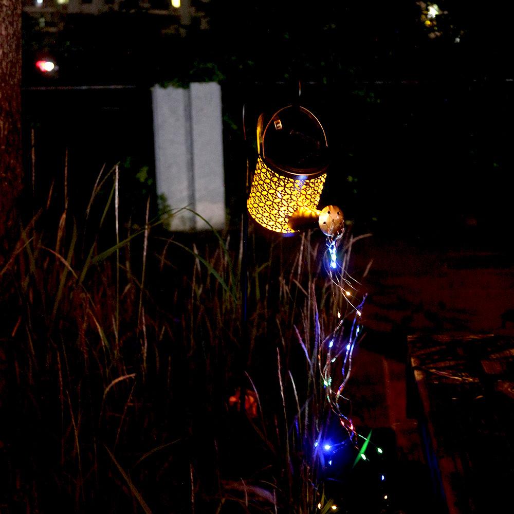 Fashion Solar Watering Can Garden Light Metal Stake LED String Light Outdoor Yard Decoration