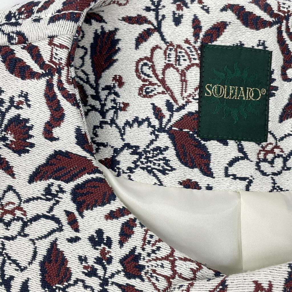 SOULEIADO 24 Stainless Steel Polyester Rayon Jacquard Collarless Coat coat 36 White x redUsed