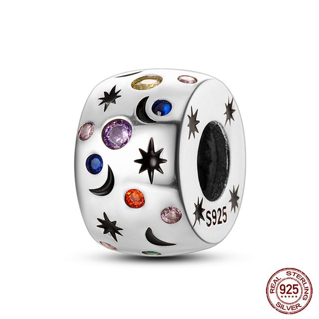 Fit Fasion 925 Bratara originala 100% argint 925 stralucitor colorat zircon Breloc inima margele cadou rafinat bijuterii DIY