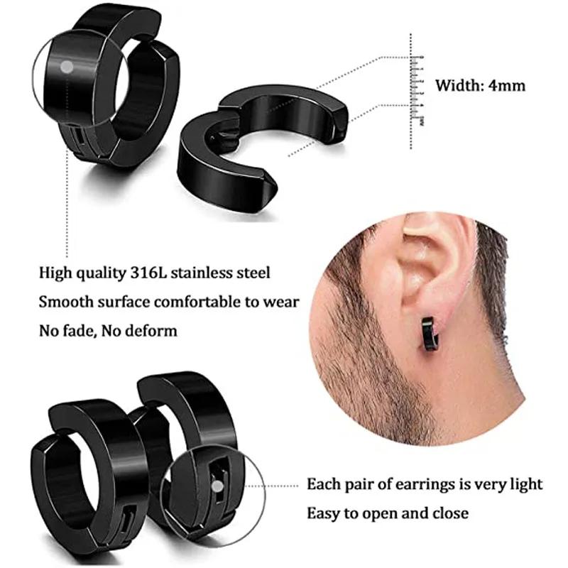 1 Pairs Magnetic Ear Clip Set Men and Women Stainless Steel Ring Cross Non-Perforated Fake Gauge Earrings Jewelry Gift