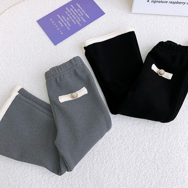 New Style Fleece-Lined Winter Leggings for Girls - Warm, Casual Long Pants WE576