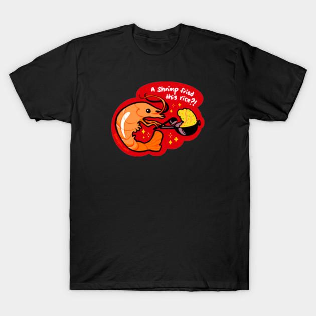 Asian Size Men Black Print T-shirt Shrimp Fried Rice No-Cut Print Cotton Tshirt S чёрный