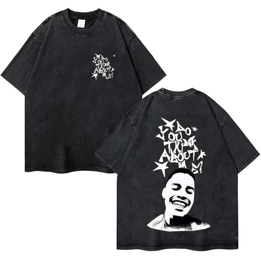 Rapper Nsqk Do You Think about Me Retro Fashion Casual Vintage Tshirt Mens Aesthetic Comfort Tshirts Pop Teenagers Y2K Tshrits
