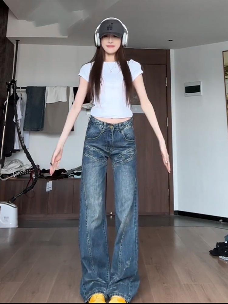 

Женские джинсы клеш с широкими штанинами и низкой посадкой - Коллекция весна/осень 2024 XXL синий