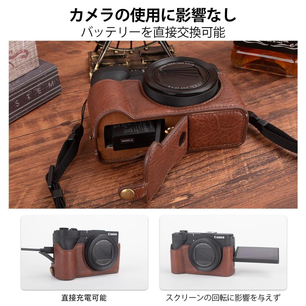 kinokoo Canon V1 Case for Canon Powershot V1 Vlogging PU Leather Dermatoglyph Protective Cover for Canon Detachable Carry Case with Adjustable