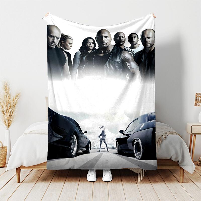 1pc Blanket Fast and Furious Print Design, Lightweight Blanket for Sofa, Bed- Soft &Warm, Gift for All Seasons like Christmas, Halloween