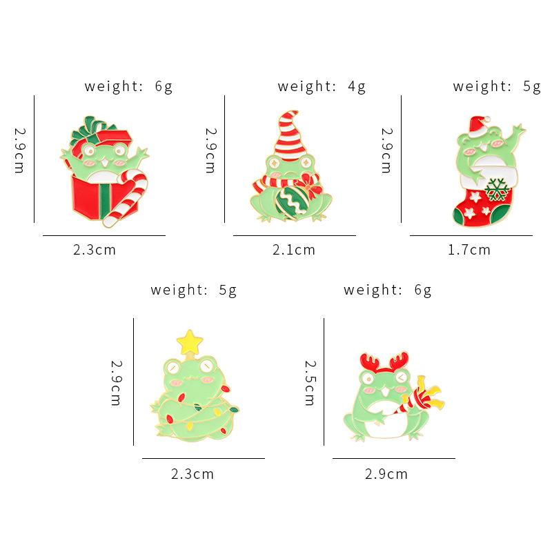 Frog Christmas Delightful Brooch Set Attractive Gold Alloy Pins For Fashion Accessories