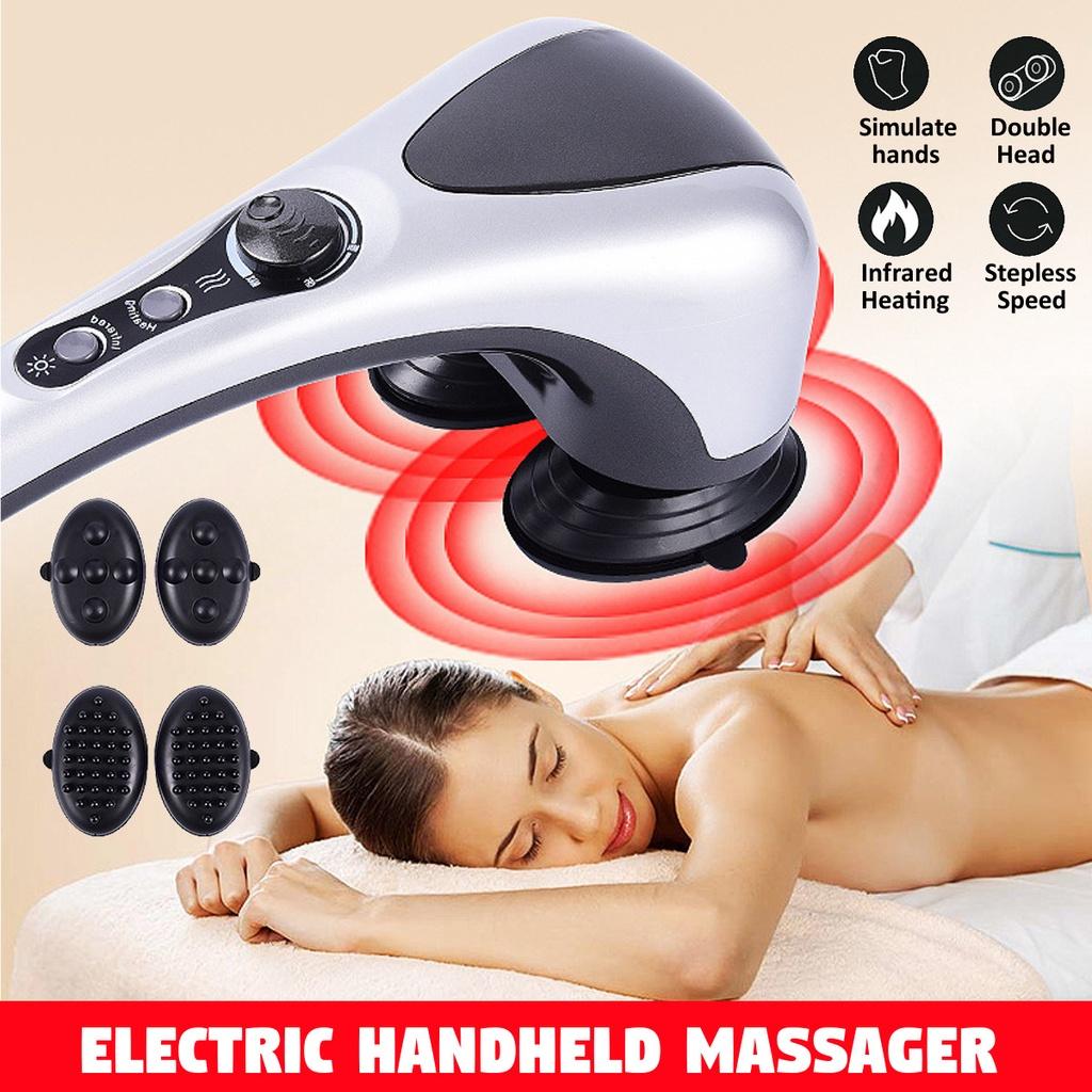 Health Electric Handheld Massager Machine Full Body Neck Vertebra Heated Back Muscle Relax Vibrating Deep Tissue Massage