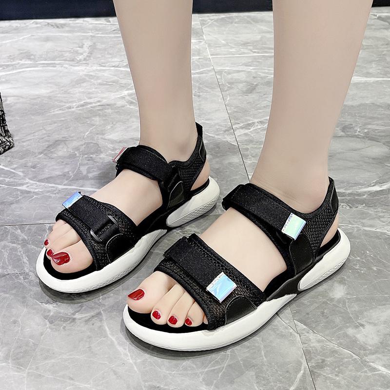 Fashion Women's Fashion Sports Sandals Summer New Round Head Mesh Cloth Breathable Soft Sole Anti-slip Wear-resistant Flat Shoes