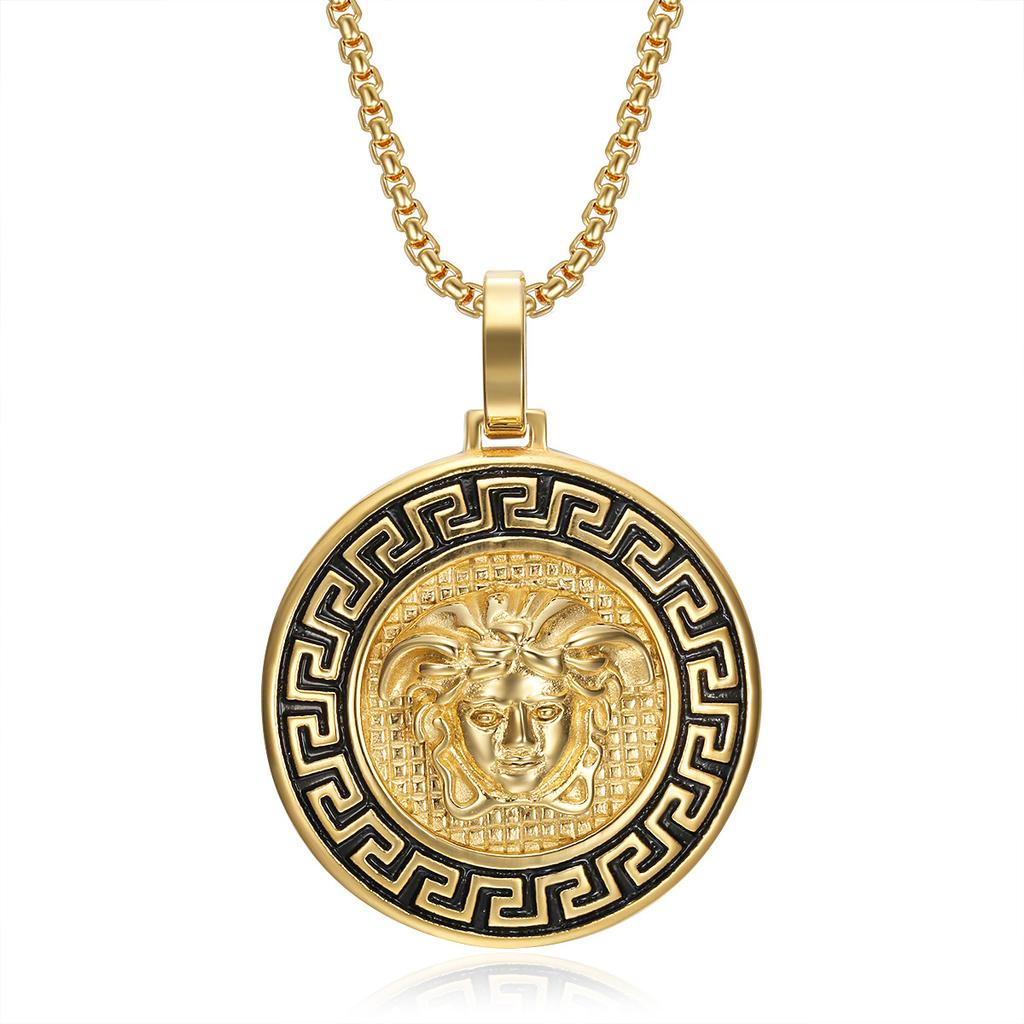 Jewelry Titanium Steel Gold-plated Diamond Greek Mythology Pendant Necklace
