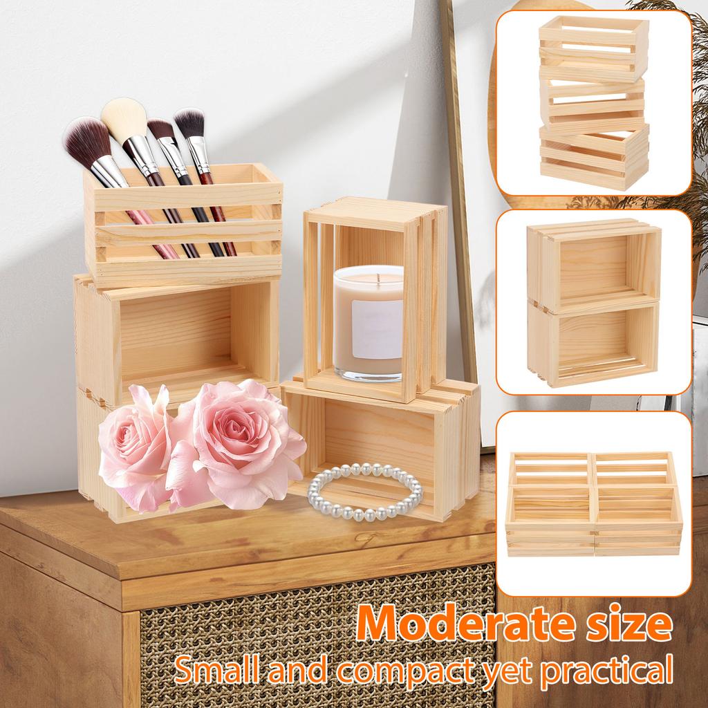 10Pcs Wooden Crates Nesting Decor Wood Box Farmhouse Storage Basket Container for Display and Organization Home Centerpieces