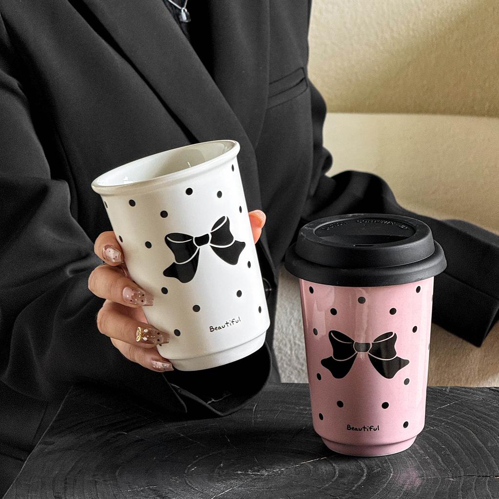 Bow High Looking Ceramic Cup for Best Friend Gift Cup for Office Girls Home Water Cup