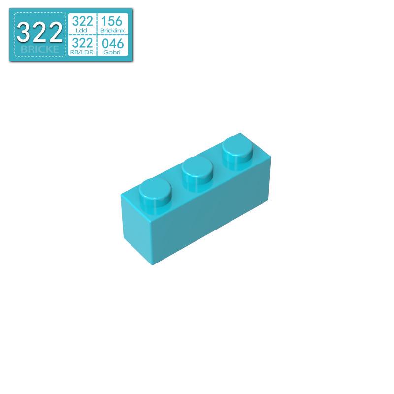 

BRICKE 1x3 Brick, Compatible with Lego 3622 MOC DIY Building Blocks 50g (approx. 40 pcs)