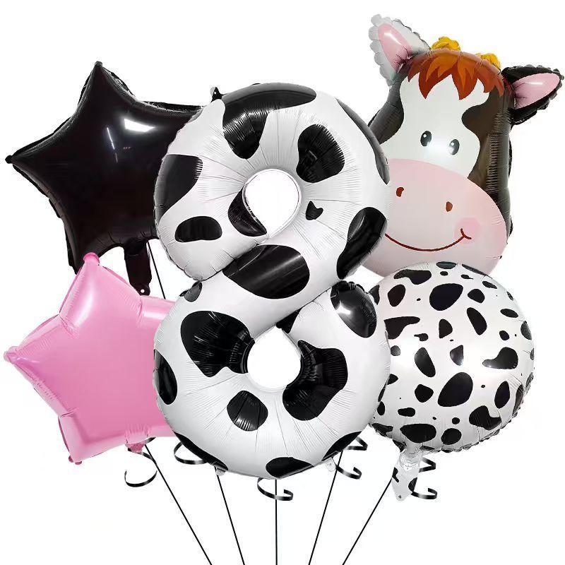 Cattle-themed Digital Balloons Set for Children's Birthday Party Decoration Balloon Set