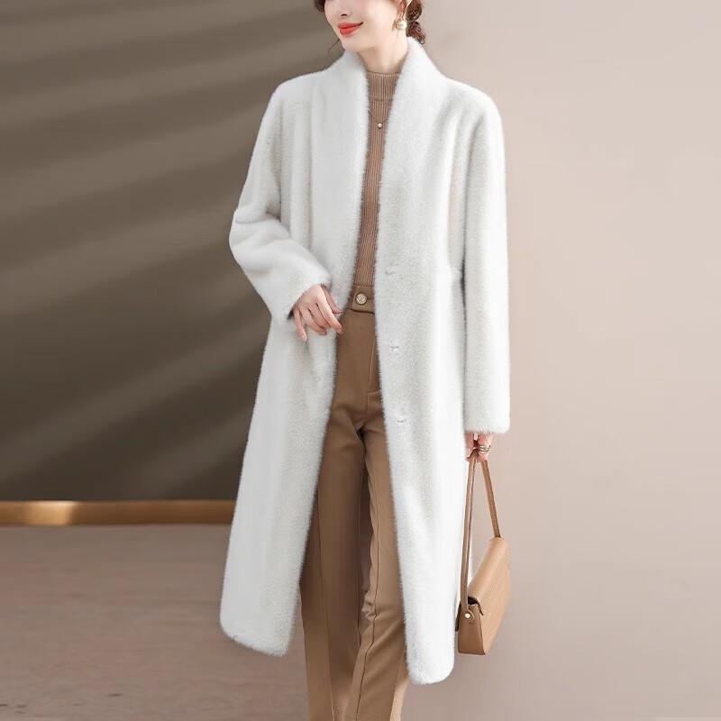 Płaszcz ze sztucznego futra norki o średniej długości Da Tang Fu Ren dla kobiet