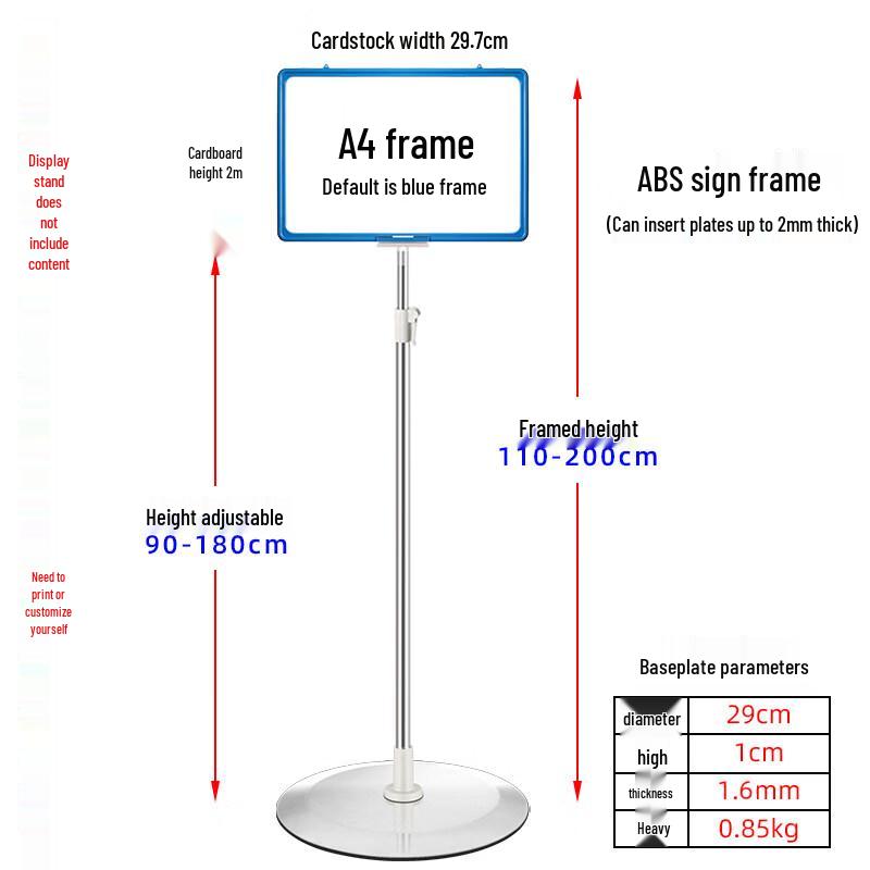 Stainless Steel A4 Warehouse Sign Display Stand