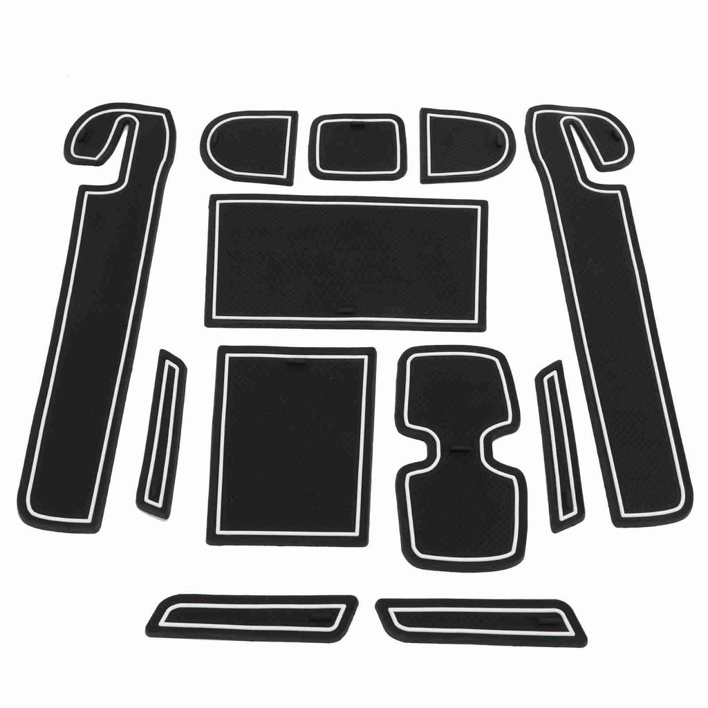 12PCS Front Console Liner Mats Set Black White Flexible Replacement for Suzuki Swift 2018?2020
