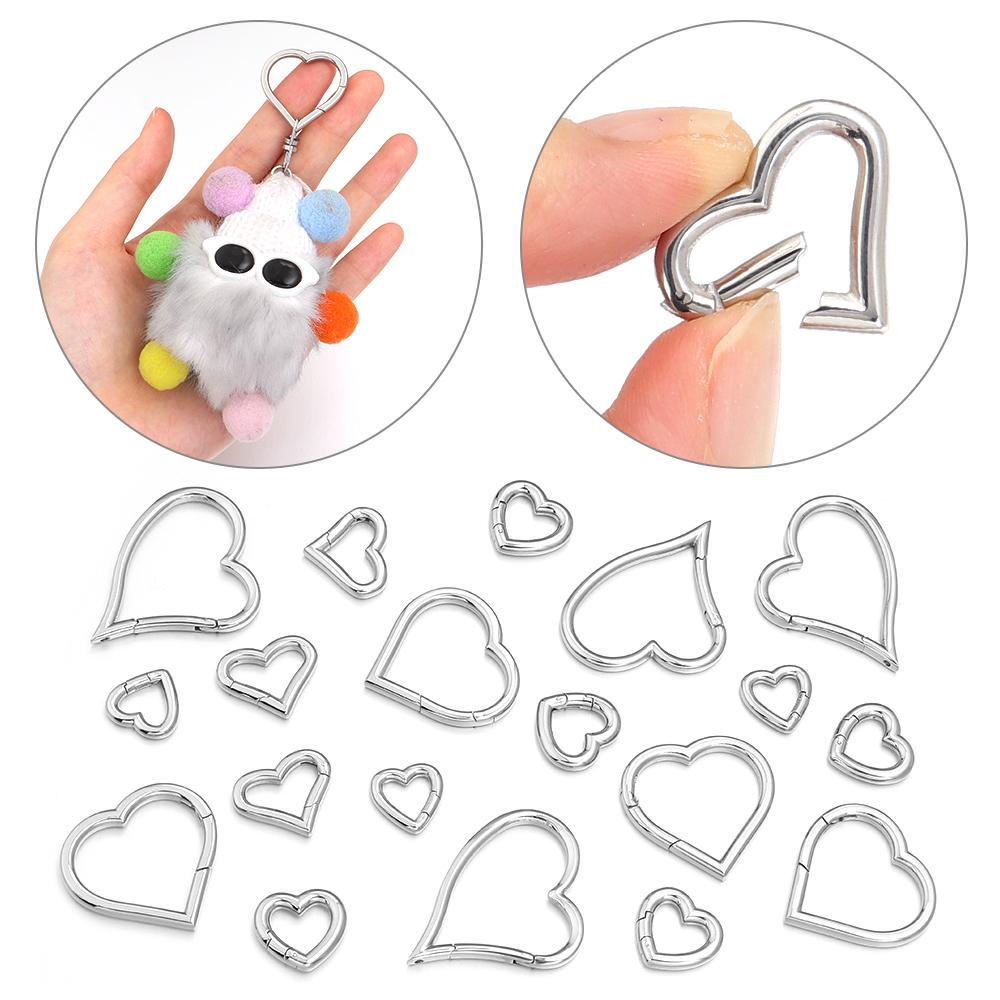 1Pcs 304 Stainless Steel Openable Clasps Heart Shape Carabiner Hook Ring Keychain For DIY Keyring Bags Jewelry Connector Buckles