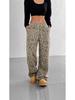 Spring/Autumn Spicy Girl Women's High Waist Wide Leg Pants Loose Fit Slimming Trendy Leopard Print Floor Length Casual Pants