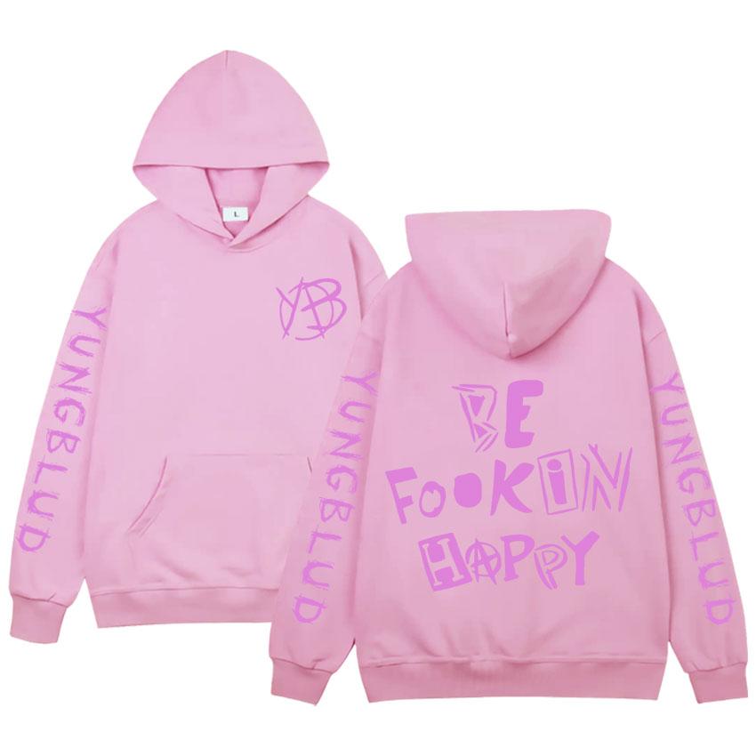 Rock Singer Yungblud Be Fookin Happy Hoodies Mens Women Long Sleeve Hip Hop Oversized Pullover Harajuku Loose Sweatshirts Unisex