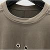 2023 Summer Loose Knit T-Shirt with Eyelet and Ribbon Design
