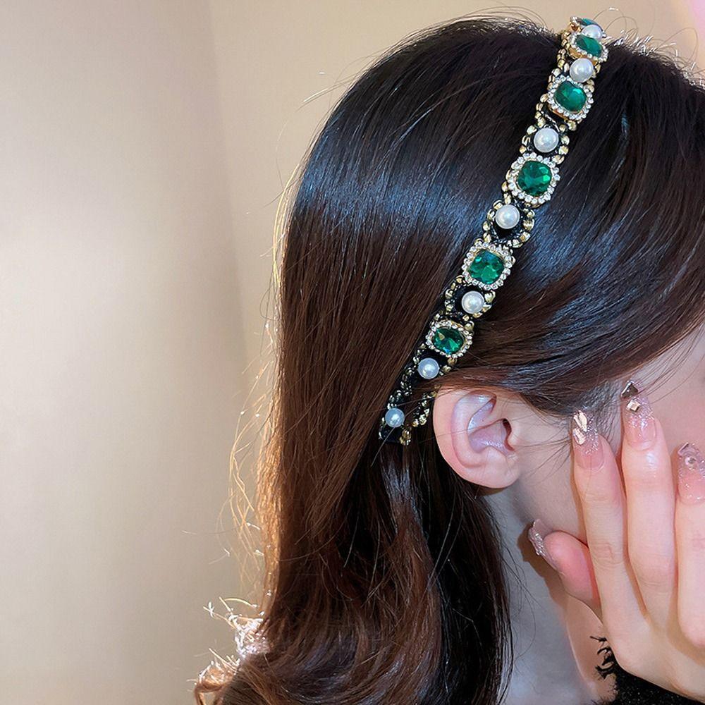 

Gifts For Girls Zircon Rhinestone Pearl Headbands Baroque Crystal Headband Women Hair Hoop шампанского