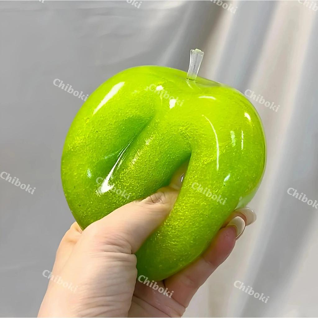 Green Apple Slushie Squishy Fidget Toy, Crunchy Moldable Non-Rebound Sensory Stress Reliever for Medium Grip Strength.