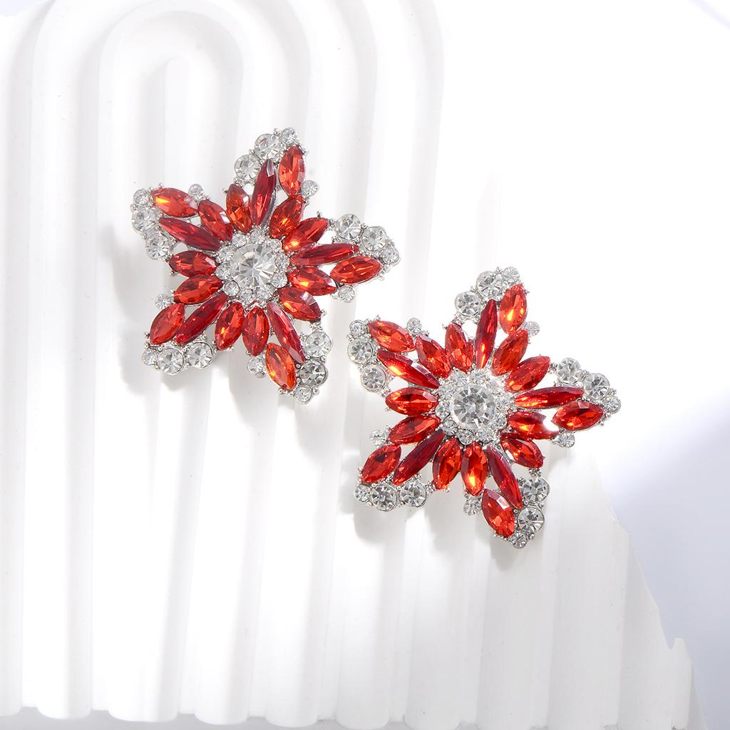 Christmas Star Stud Earrings Minimalist Colorful CZ Hoops Elegant Jewelry For Women