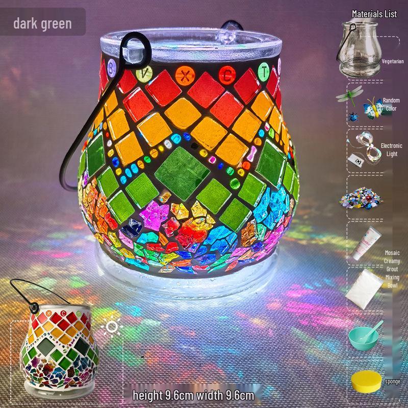 Glass Mosaic Candle Holder DIY Kit: Handmade Parent-Child Educational Toy for Children's Day