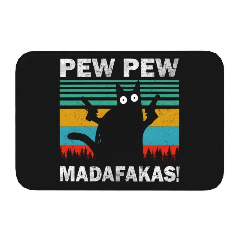 Vintage Stil  Pew Pew Madafakas  Panda Fußmatte Rutschfeste Eingangsteppich mit Lustigem Tierdesign Einzigartige Heimdekoration 30x50cm