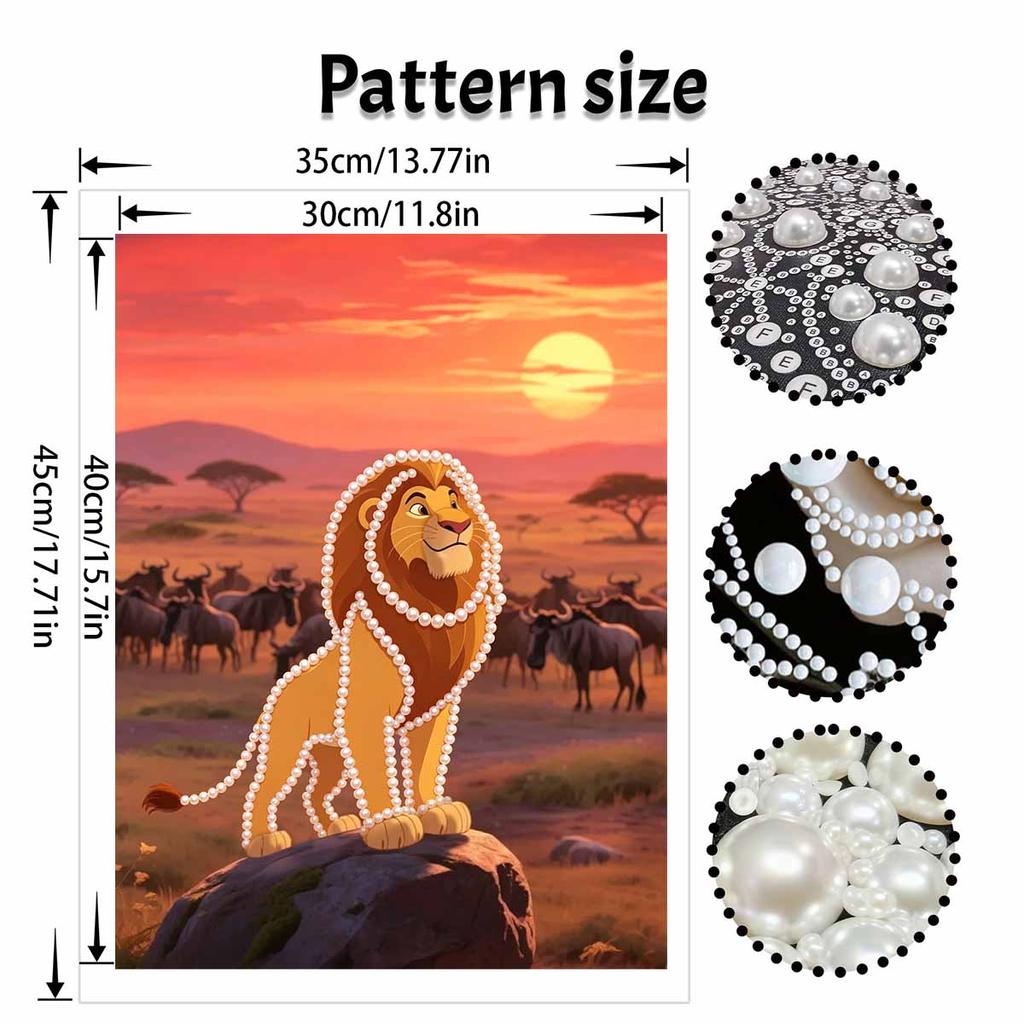 Disney Pearl Painting Head Lion King Themed Creative Pearl Art Painting 5D DIY Pearl Embroidery Mosaic Cross Stitch Kit Home Decor