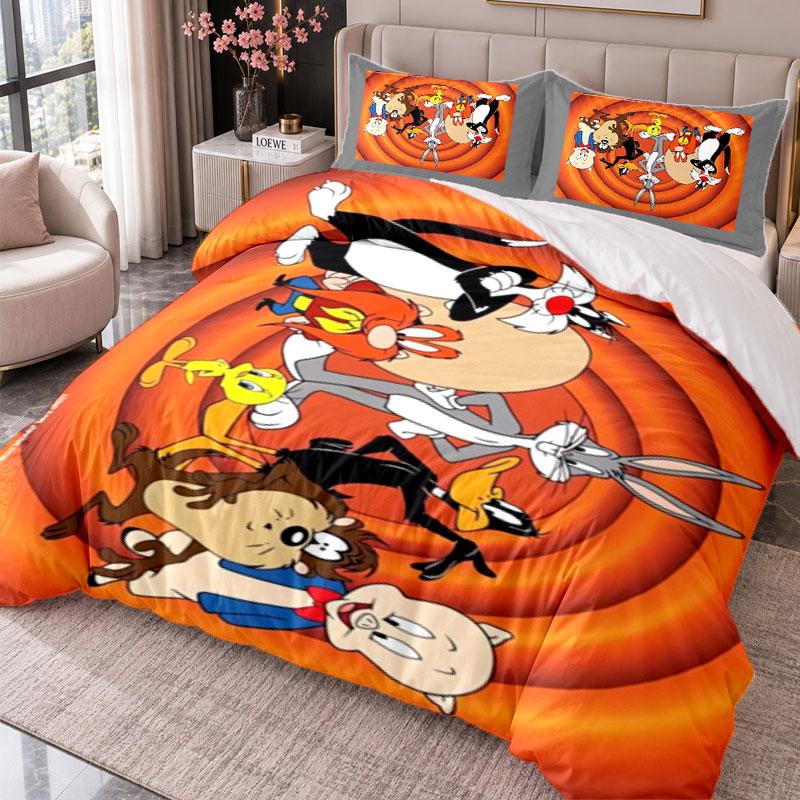Looney Tunes 3Pcs Bedding Set Duvet Cover With Two Pillowcases For Bedroom Home Decoration