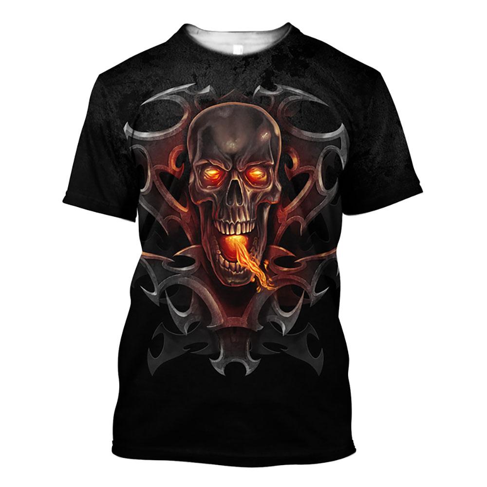3D Skull Pattern Men's T Shirt Hip Hop Punk Harajuku Streetwear Casual O-neck Short Sleeve Funny Print Tees Fashion Loose Tops