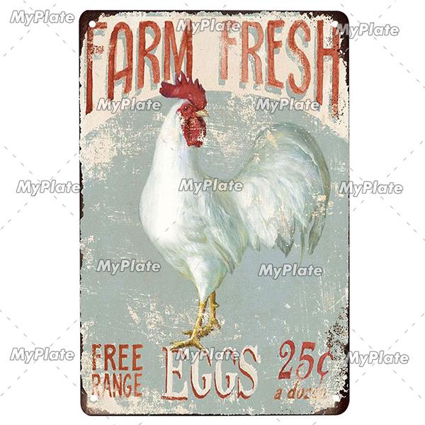 MyPlate Fresh Egg Metal Sign Vintage Plaque Tin Sign Home Decor Bar Sign Coop Ckicks Art Poster Outdoor Decor