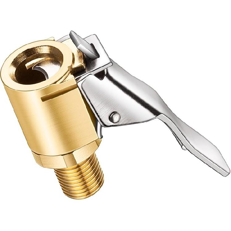 2 Pcs Brass Locking Tire Air Chuck, Tire Inflator Hose Adapter for Twist On Connection Convert to Lock On, No Air Leakage Air Compressor Pump Clip On