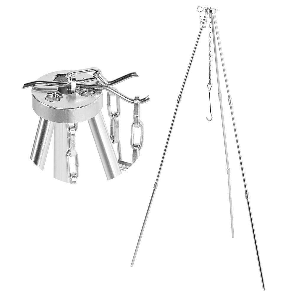 Portable Outdoor Cooking Tripod with Adjustable Hang Chain Hanging Pot Grill Stand Cookware