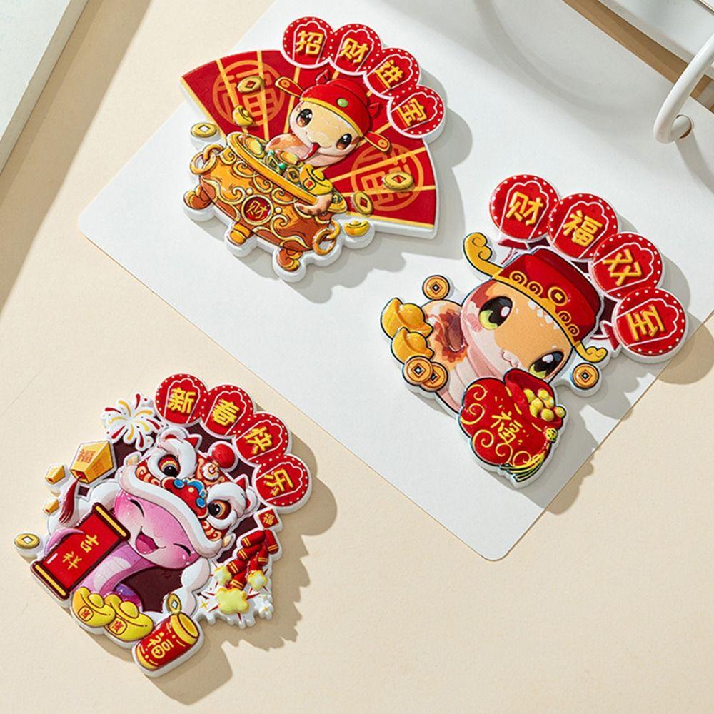 1/4 Stück Niedlicher Schlange Jahr Kühlschrankaufkleber Harz Magnetaufkleber Kühlschrankmagnete Fotoaufkleber