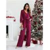 Spring and Summer New Arrival Fashion V Neck Pure Color Tied Pocket Loose Ninth-Sleeve Wide Leg Leisure Jumpsuit Jumpsuits