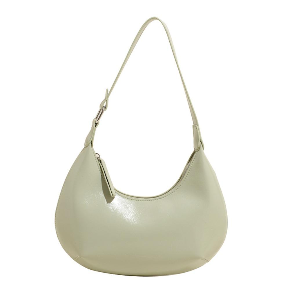 Candy Color Moon Underarm Bag Solid Color Women's Hobo Bag Casual Pu Leather Shoulder Bag  Girl