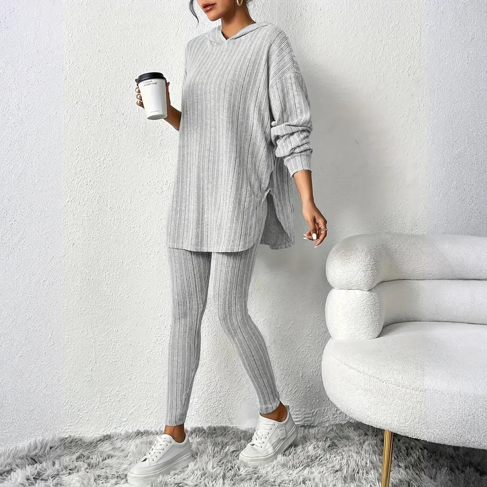 

Модный женский повседневный спортивный костюм с капюшоном L