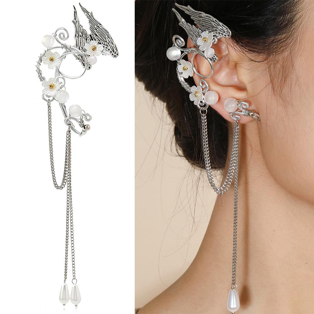 Estetické elfí náušnice s manžetami Andělská křídla Náušnice bez piercingu pro Halloween Cosplay Maškaráda Svatba