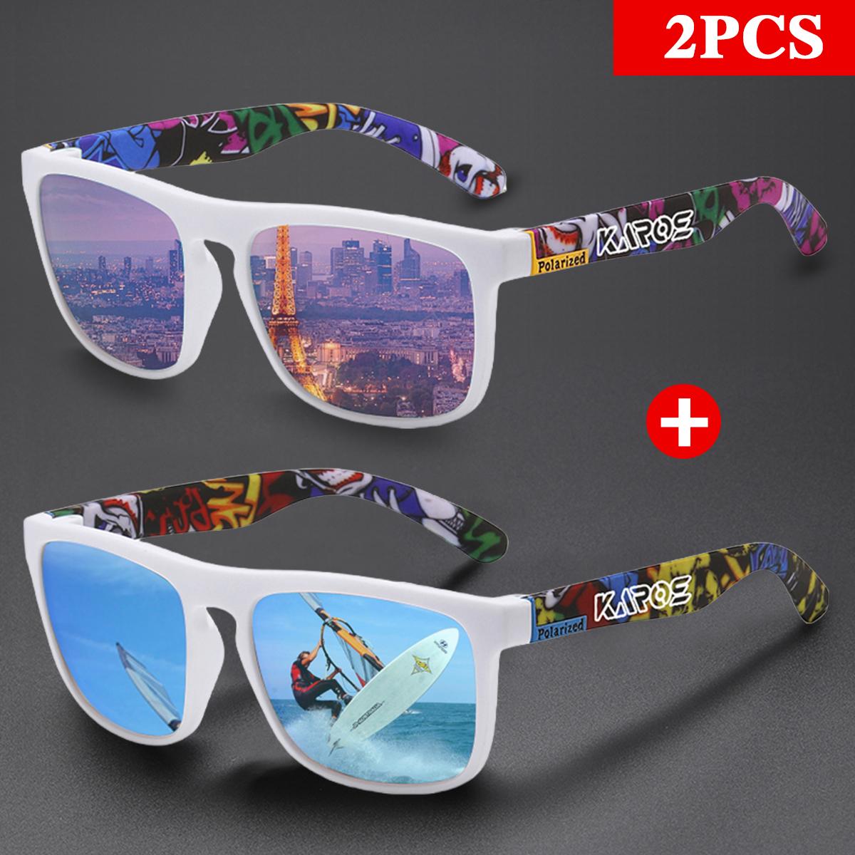 High Quality KAROS 2PCS Fashion Vintage Square Sun Glasses Men Women  Designer Sun Glasses UV400 Driving Fishing Eyewear