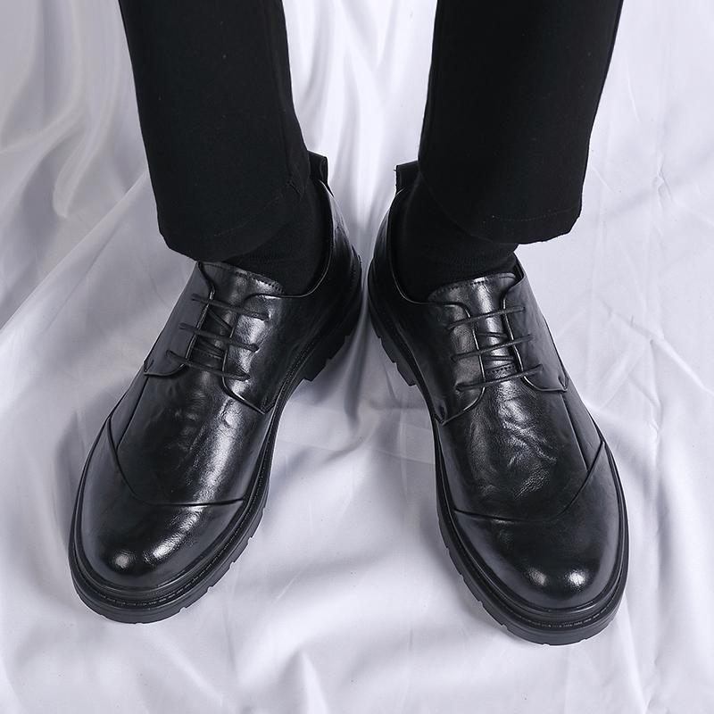 Oficjalne buty wizytowe męskie sznurowane moda Wiosna Jesień Włoskie Obuwie Eleganckie Klasyczne Prawdziwa Skóra But dla Mężczyzn
